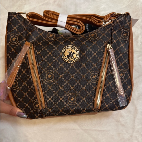 Beverly Hills Polo Club Black and Tan Shoulder Bag - Picture 1 of 7